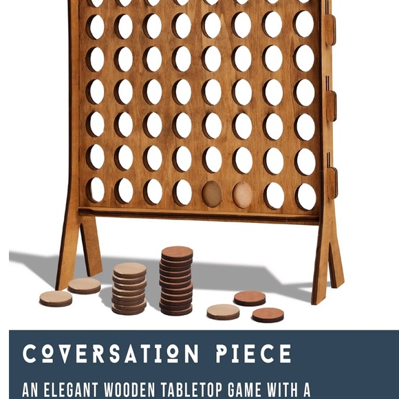 HAMMER + AXE Tabletop 4in a Row Wooden Gaming Set 62 Piece New in Box Sealed - Picture 4 of 4